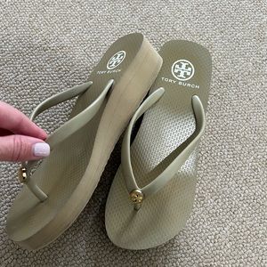 Tory Burch platform wedged flip flops size 7